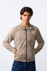 Men's Velvet Slim Fit Full Zip Tie Dye Long Sleeve Jacket