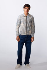 Men's Velvet Slim Fit Full Zip Tie Dye Long Sleeve Jacket