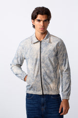 Men's Velvet Slim Fit Full Zip Tie Dye Long Sleeve Jacket