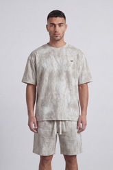Men’s Tomato Store Mineral Drift Co-Ord Set With Allover Washed Cloud Texture Small Chest Label Detail Outfit
