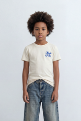 Boy's Tomato Store T-Shirt Raised Text Graphic Detail Bold Typography