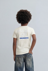 Boy's Tomato Store T-Shirt Raised Text Graphic Detail Bold Typography