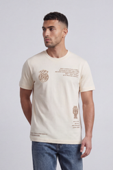 Men’s Tomato Store Safe Play Regular Fit T-Shirt Multi Placement Front Graphics Mixing Target Emblem Quote Text Vertical Symbol