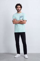Men’s Tomato Store Lost Time T-Shirt With Small Chest Artwork Large Back Map Print Distressed Typography Oversize