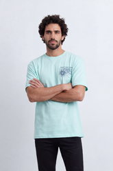 Men’s Tomato Store Lost Time T-Shirt With Small Chest Artwork Large Back Map Print Distressed Typography Oversize