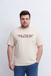 Men's Tomato Store Graphic T-Shirt Bold Freedom Chest Typography Clean Crew Neck Bigsize