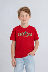 Boy's Tomato Store Graphic Tee Exercise Typography Print Cartoon Character Artwork