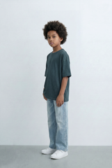 Boy's Tomato Store Slub Basic T-Shirt Textured Surface Relaxed Oversized Fit