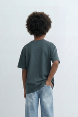 Boy's Tomato Store Slub Basic T-Shirt Textured Surface Relaxed Oversized Fit
