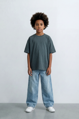 Boy's Tomato Store Slub Basic T-Shirt Textured Surface Relaxed Oversized Fit
