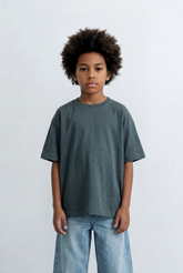 Boy's Tomato Store Slub Basic T-Shirt Textured Surface Relaxed Oversized Fit
