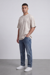 Men’s Tomato Store Sand Haze Oversized T-Shirt Mineral Cloud Wash Spreads Across The Body With Soft Smoky Texture Relaxed Fit