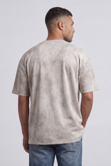 Men’s Tomato Store Sand Haze Oversized T-Shirt Mineral Cloud Wash Spreads Across The Body With Soft Smoky Texture Relaxed Fit