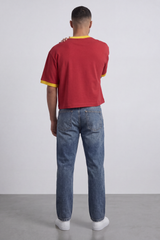 Men’s Tomato Store Spain Match Cropped Box Fit T-Shirt Varsity Spain Chest Typography With Flag