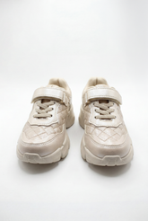 Girl's Textured Chunky Sneaker Side Panels Wide Hook And Loop Strap Chunky Durability Smooth Stride Shoes