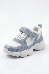 Girl's Sparkly Chunky Trainer Hook And Loop Strap Handy Heel Pull Tab Easy Secure Fit Shoes
