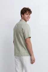 Men’s Tomato Store Resort Shirt Tonal Vertical Stripe Texture Open Collar Design Regular Fit