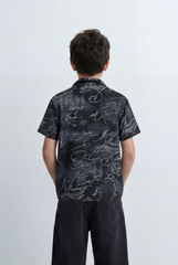 Boy’s Tomato Store Resort Shirt Regular Fit All Over Signature Print Open Collar Design