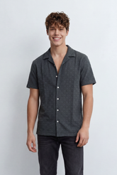 Men’s Tomato Store Short Slevess Brings Refined Textured Geometric Pattern Shirt