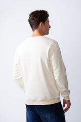 Men's Crew Neck Long Sleeves Front Embroidered Letter Slim Fit Sweatshirt