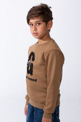 Boy's Good Mood Front Print Crew Neck Slim Fit Sweatshirt
