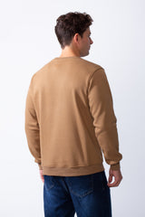 Men's Crew Neck Long Sleeves Front Embroidered Letter Slim Fit Sweatshirt