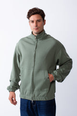 Men's Long Sleeves Full Zip Side Pockets High Collar Elasticated Waistband Slim Fit For Casual Look Sweatshirt