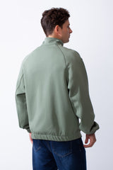 Men's Long Sleeves Full Zip Side Pockets High Collar Elasticated Waistband Slim Fit For Casual Look Sweatshirt