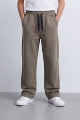 Boy's Tomato Store Everyday Drift Sweatpants Smooth Matte Texture Pull On Waist Drawcord Detail Slant Pockets Back Patch Label
