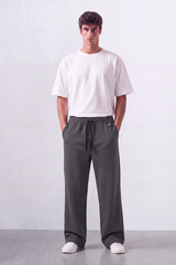 Men’s Tomato Store Wide Sweatpants Matte Brushed Texture Elastic Waist Contrast Drawcord Badge Patch