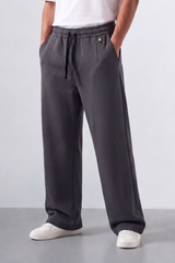 Men’s Tomato Store Wide Sweatpants Matte Brushed Texture Elastic Waist Contrast Drawcord Badge Patch