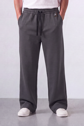 Men’s Tomato Store Wide Sweatpants Matte Brushed Texture Elastic Waist Contrast Drawcord Badge Patch