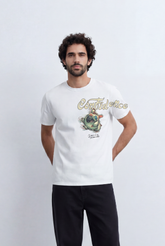 Men’s Tomato Store Artistic Graphic T-Shirt Confidence Typography Print Abstract Character Detail