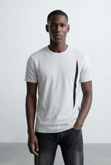 Men’s Tomato Store Vertical Contrast Panel Classic Crew Neckline Bold Design Details T-Shirt