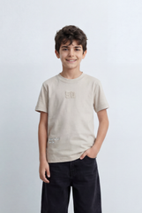 Boy's Minimal Graphic T-Shirt Featuring Tonal 50 Chest Detail