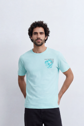 Men’s Tomato Store Regular Fit Back Graphic T-Shirt Watercolor Artwork Circular Typography Design