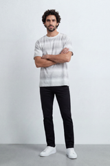 Men’s Tomato Store Mist Layer T-Shirt Horizontal Cloud Wash Bands Blended With Tonal Embossed Leaf Texture Relaxed
