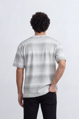 Men’s Tomato Store Mist Layer T-Shirt Horizontal Cloud Wash Bands Blended With Tonal Embossed Leaf Texture Relaxed
