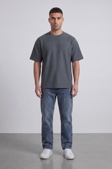 Men’s Tomato Store Graphite Scar T Shirt A Plain Body Broken With Tonal Scratch Mark Texture Scattered Front Detail Wide Relaxed Fit