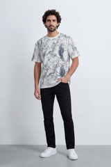 Men’s Tomato Store Marble Crack Relaxed T-Shirt Abstract Print Covers The Body With Speckled Wash Texture