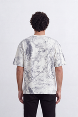 Men’s Tomato Store Marble Crack Relaxed T-Shirt Abstract Print Covers The Body With Speckled Wash Texture