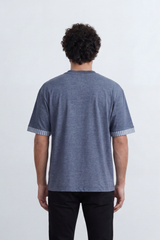 Men’s Tomato Store Melange Edge Relaxed T-Shirt Heathered Grain Surface Across A Plain Body Contrast Striped Trim Detail