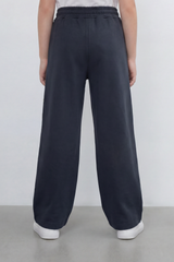 Girl's Tomato Store Soft Drape Wide Leg Pants With Garment Washed Jersey Texture Plain Dyed Surface Front Pintuck Seam Detail Sweatpants