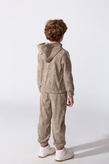 Boy's Tomato Store Two Piece Set Zip-Up Hooded Chest Pockets Elasticated Cuffs And Waistband Textured Fabric Outfit