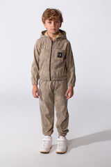 Boy's Tomato Store Two Piece Set Zip-Up Hooded Chest Pockets Elasticated Cuffs And Waistband Textured Fabric Outfit
