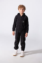 Boy's Tomato Store Two Piece Set Zip-Up Hooded Chest Pockets Elasticated Cuffs And Waistband Textured Fabric Outfit