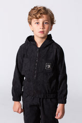 Boy's Tomato Store Two Piece Set Zip-Up Hooded Chest Pockets Elasticated Cuffs And Waistband Textured Fabric Outfit