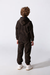 Boy's Tomato Store Two Piece Set Zip-Up Hooded Chest Pockets Elasticated Cuffs And Waistband Textured Fabric Outfit