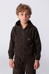 Boy's Tomato Store Two Piece Set Zip-Up Hooded Chest Pockets Elasticated Cuffs And Waistband Textured Fabric Outfit