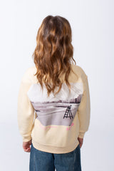 Girl’s Text Print Crew Neck Slim Fit Melton Long Sleeves Sweatshirt